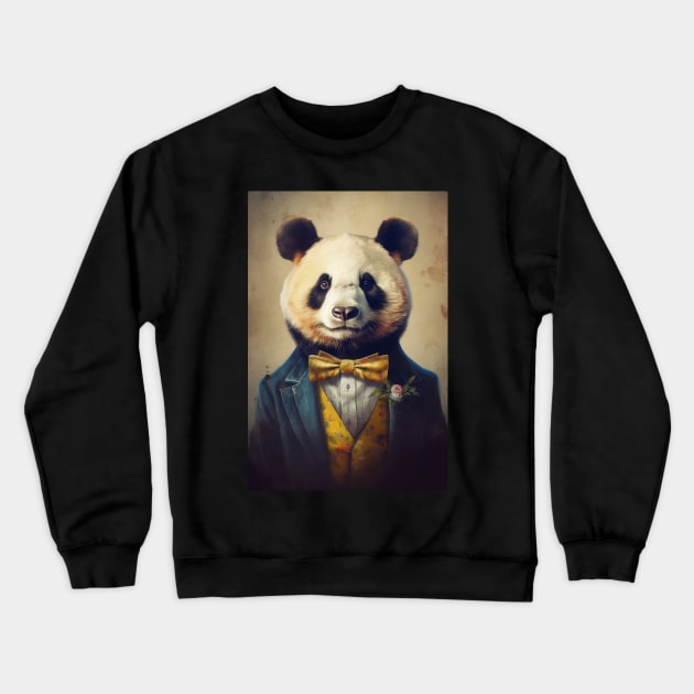 Mr Dapper Panda Bear Crewneck Sweatshirt by JensenArtCo